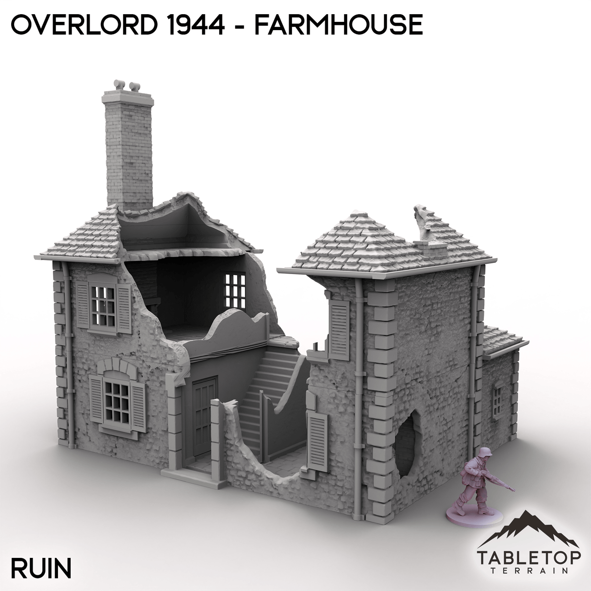 Tabletop Terrain Terrain Ruined / 32mm Overlord 1944 - Farmhouse