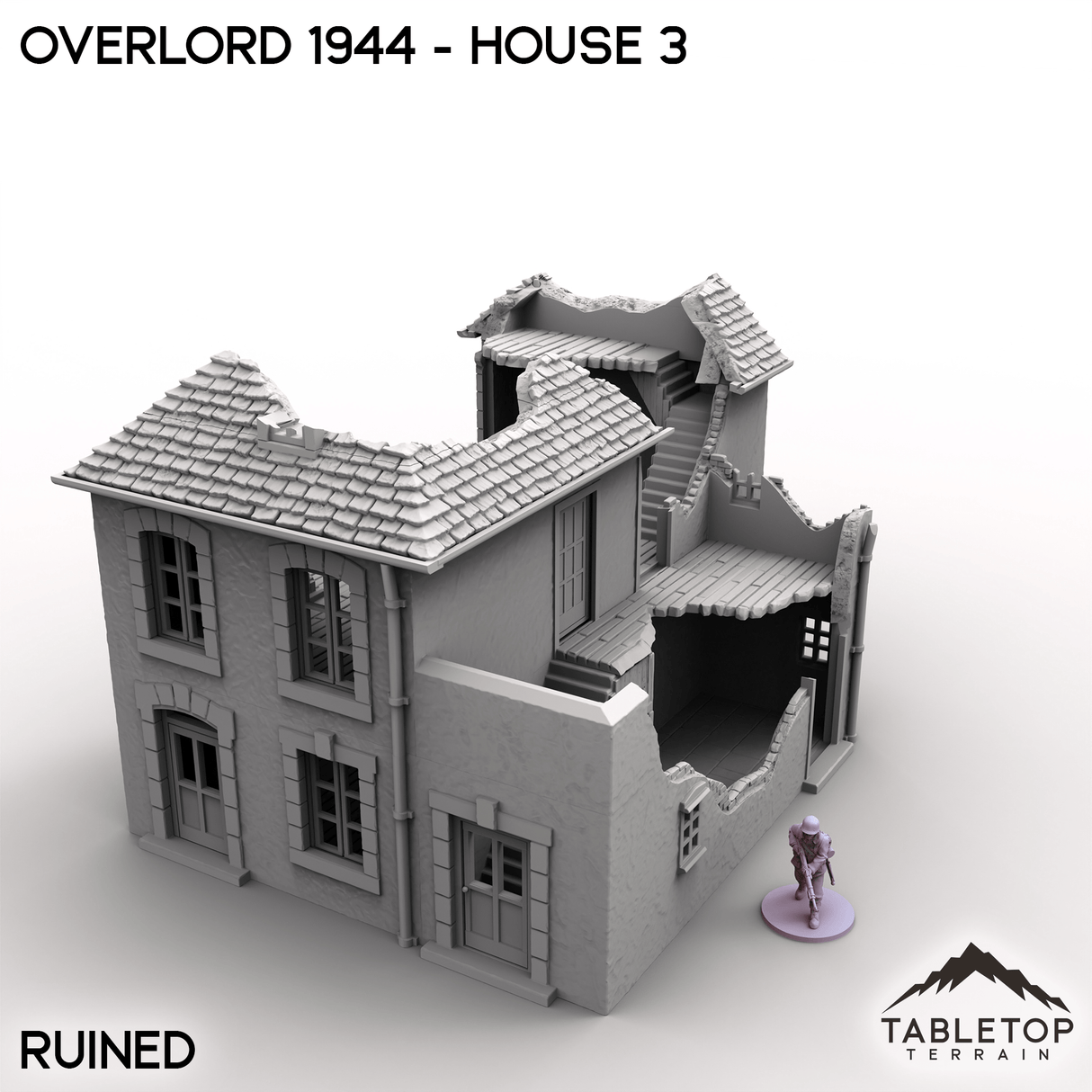 Tabletop Terrain Terrain Ruined / 32mm Overlord 1944 - House 3