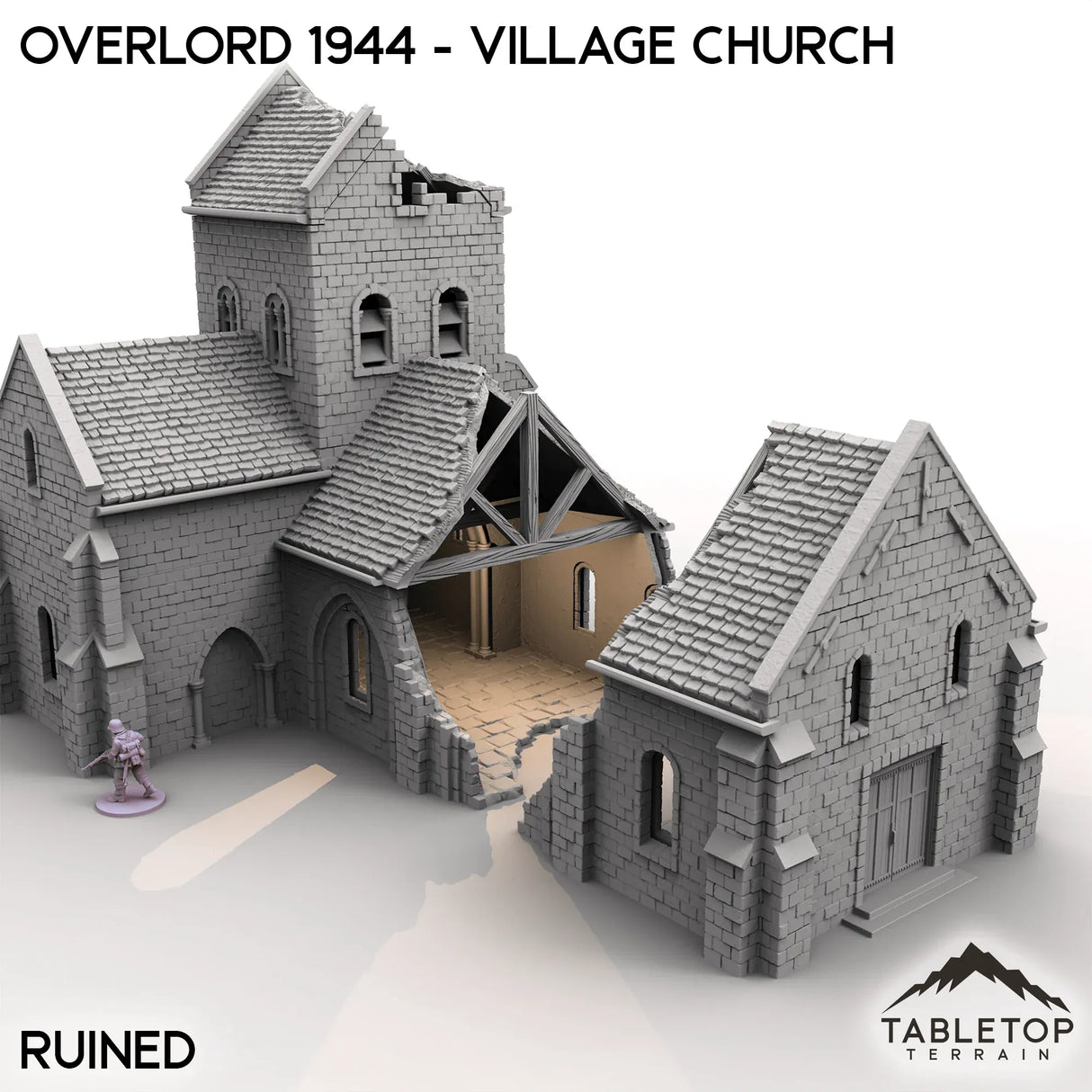 Tabletop Terrain Terrain Ruined / 32mm Overlord 1944 - Village Church