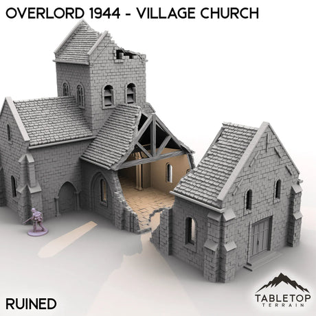 Tabletop Terrain Terrain Ruined / 32mm Overlord 1944 - Village Church