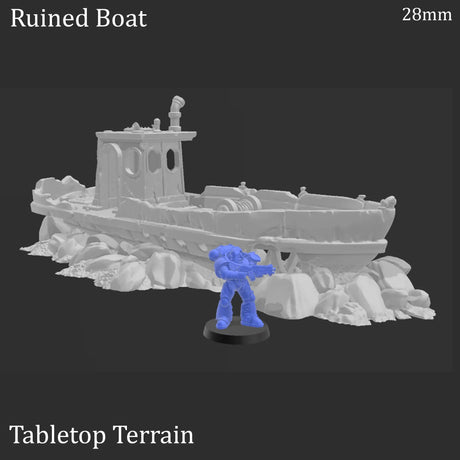 Tabletop Terrain Terrain Ruined Boat - Apocalyptic Terrain
