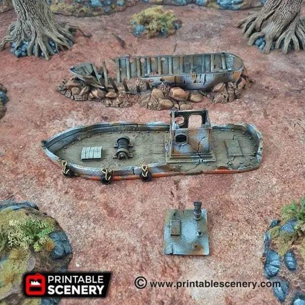 Tabletop Terrain Terrain Ruined Boat - Apocalyptic Terrain
