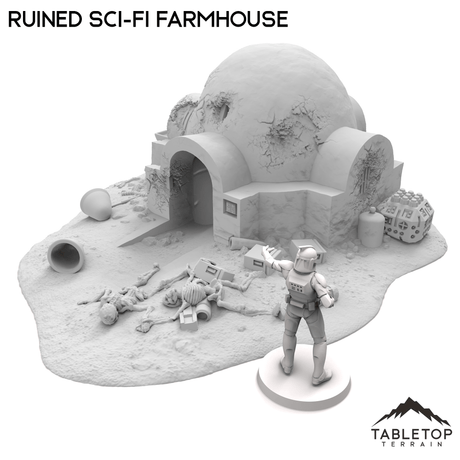 Tabletop Terrain Terrain Ruined Sci-Fi Farmhouse