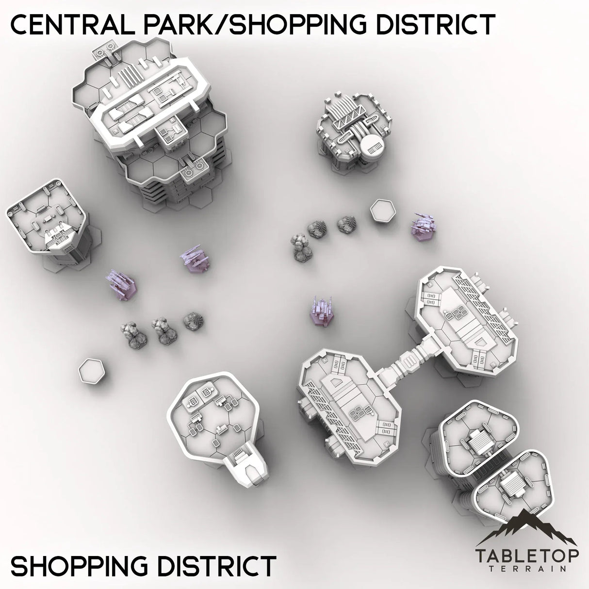 Tabletop Terrain Terrain Shopping District HEXTECH Central Park/Shopping District - City Map Pack
