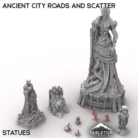 Tabletop Terrain Terrain Statues / 32mm Ancient City Roads and Scatter