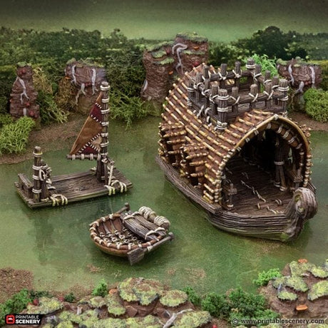 Tabletop Terrain Terrain Swamp Boats - The Gloaming Swamp