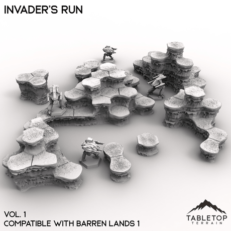 Tabletop Terrain Terrain Vol 1 (Barren Lands 1) HEXTECH Invader's Run Map Hill Sets - 6mm