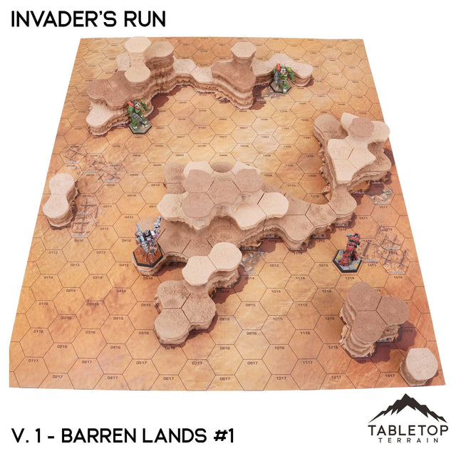 Tabletop Terrain Terrain Vol 1 (Barren Lands 1) / Monocolor (Grey) HEXTECH Invader's Run Map Hill Sets - 6mm