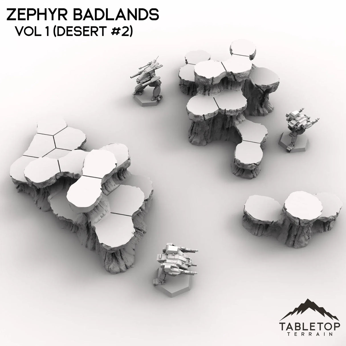 Tabletop Terrain Terrain Vol 1 (Desert #2) HEXTECH Zephyr Badlands Map Hill Sets - 6mm