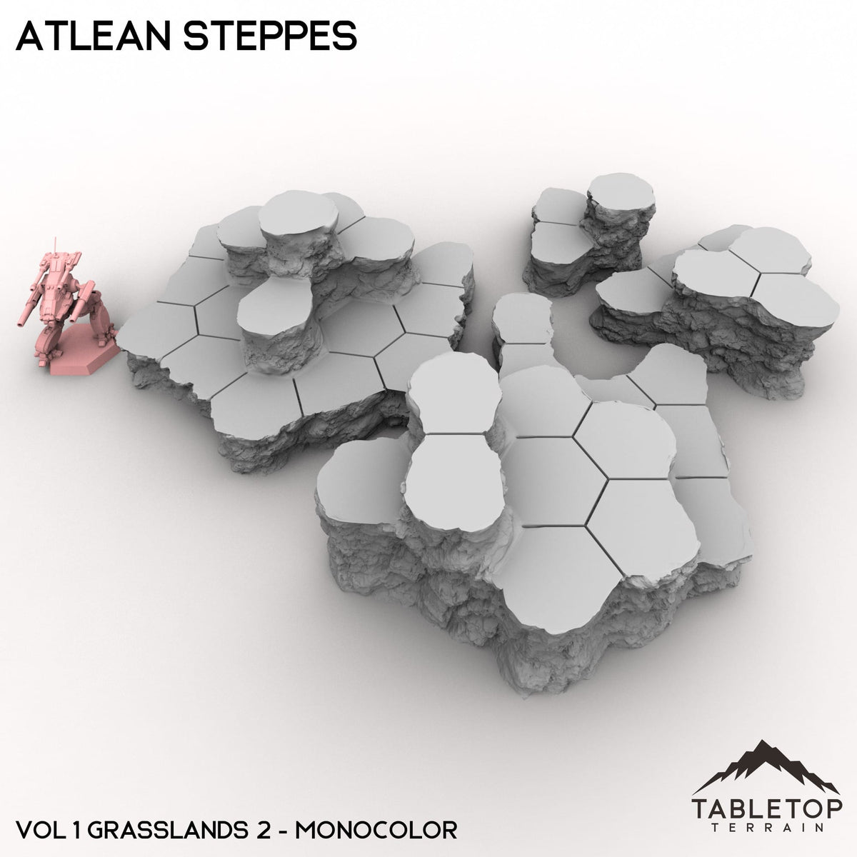 Tabletop Terrain Terrain Vol 1 (Grasslands 2) / Monocolor (Grey) HEXTECH Atlean Steppes Map Hill Sets - 6mm