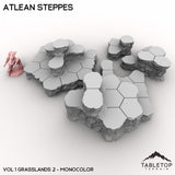 Tabletop Terrain Terrain Vol 1 (Grasslands 2) / Monocolor (Grey) HEXTECH Atlean Steppes Map Hill Sets - 6mm