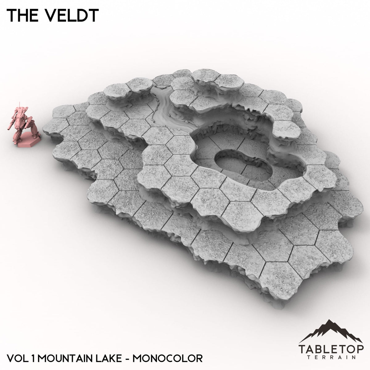 Tabletop Terrain Terrain Vol 1 (Mountain Lake) / Monocolor (Grey) HEXTECH The Veldt Map Hill Sets-6mm