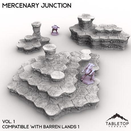 Tabletop Terrain Terrain Vol 1 (River Valley) HEXTECH Mercenary Junction Map Hill Sets - 6mm