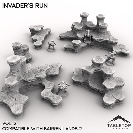 Tabletop Terrain Terrain Vol 2 (Barren Lands 2) HEXTECH Invader's Run Map Hill Sets - 6mm