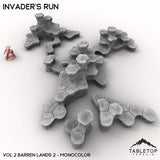 Tabletop Terrain Terrain Vol 2 (Barren Lands 2) / Monocolor (Grey) HEXTECH Invader's Run Map Hill Sets - 6mm