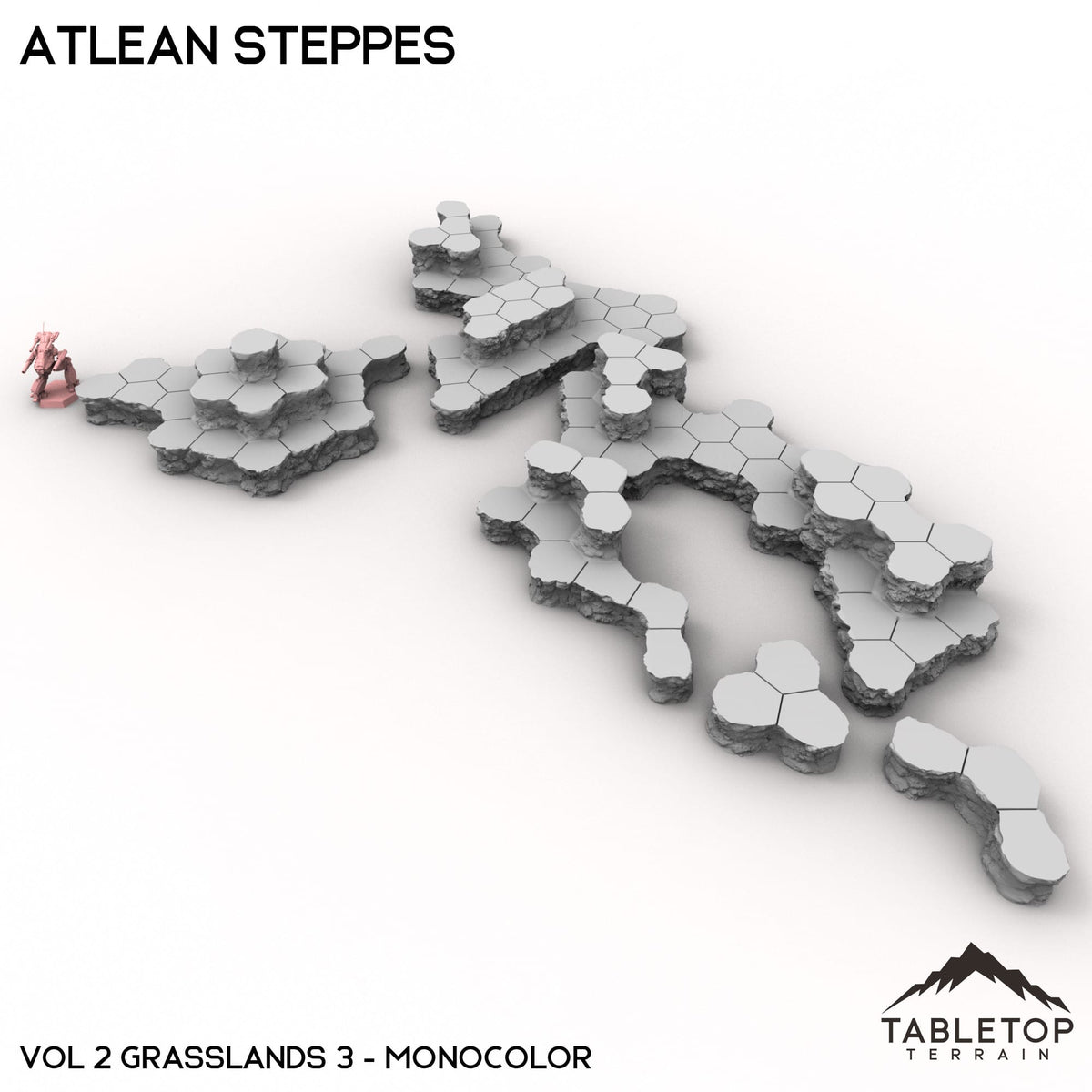 Tabletop Terrain Terrain Vol 2 (Grasslands 3) / Monocolor (Grey) HEXTECH Atlean Steppes Map Hill Sets - 6mm