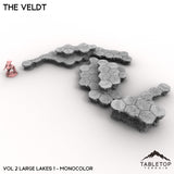 Tabletop Terrain Terrain Vol 2 (Large Lakes 1) / Monocolor (Grey) HEXTECH The Veldt Map Hill Sets-6mm