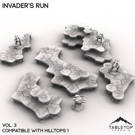 Tabletop Terrain Terrain Vol 3 (Hilltops 1) HEXTECH Invader's Run Map Hill Sets - 6mm