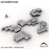 Tabletop Terrain Terrain Vol 3 (Hilltops 1) / Monocolor (Grey) HEXTECH Invader's Run Map Hill Sets - 6mm