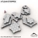 Tabletop Terrain Terrain Vol 3 (Rolling Hills 1) / Monocolor (Grey) HEXTECH Atlean Steppes Map Hill Sets - 6mm