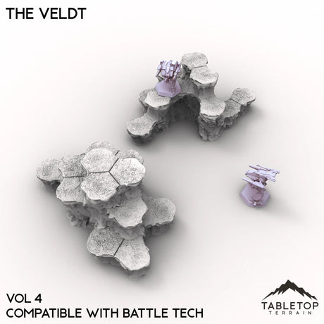 Tabletop Terrain Terrain Vol 4 (Battle Tech) HEXTECH The Veldt Map Hill Sets-6mm