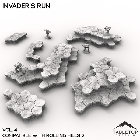 Tabletop Terrain Terrain Vol 4 (Rolling Hills 2) HEXTECH Invader's Run Map Hill Sets - 6mm