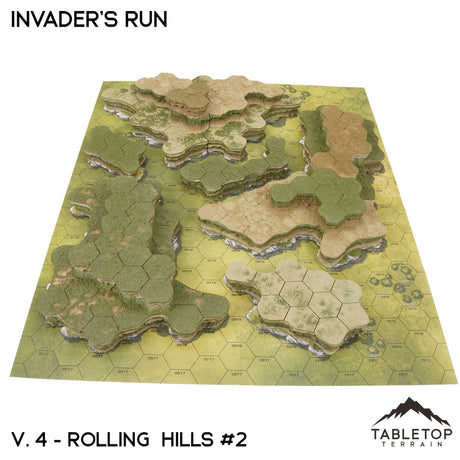 Tabletop Terrain Terrain Vol 4 (Rolling Hills 2) / Monocolor (Grey) HEXTECH Invader's Run Map Hill Sets - 6mm