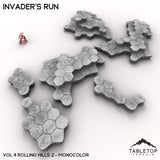 Tabletop Terrain Terrain Vol 4 (Rolling Hills 2) / Monocolor (Grey) HEXTECH Invader's Run Map Hill Sets - 6mm