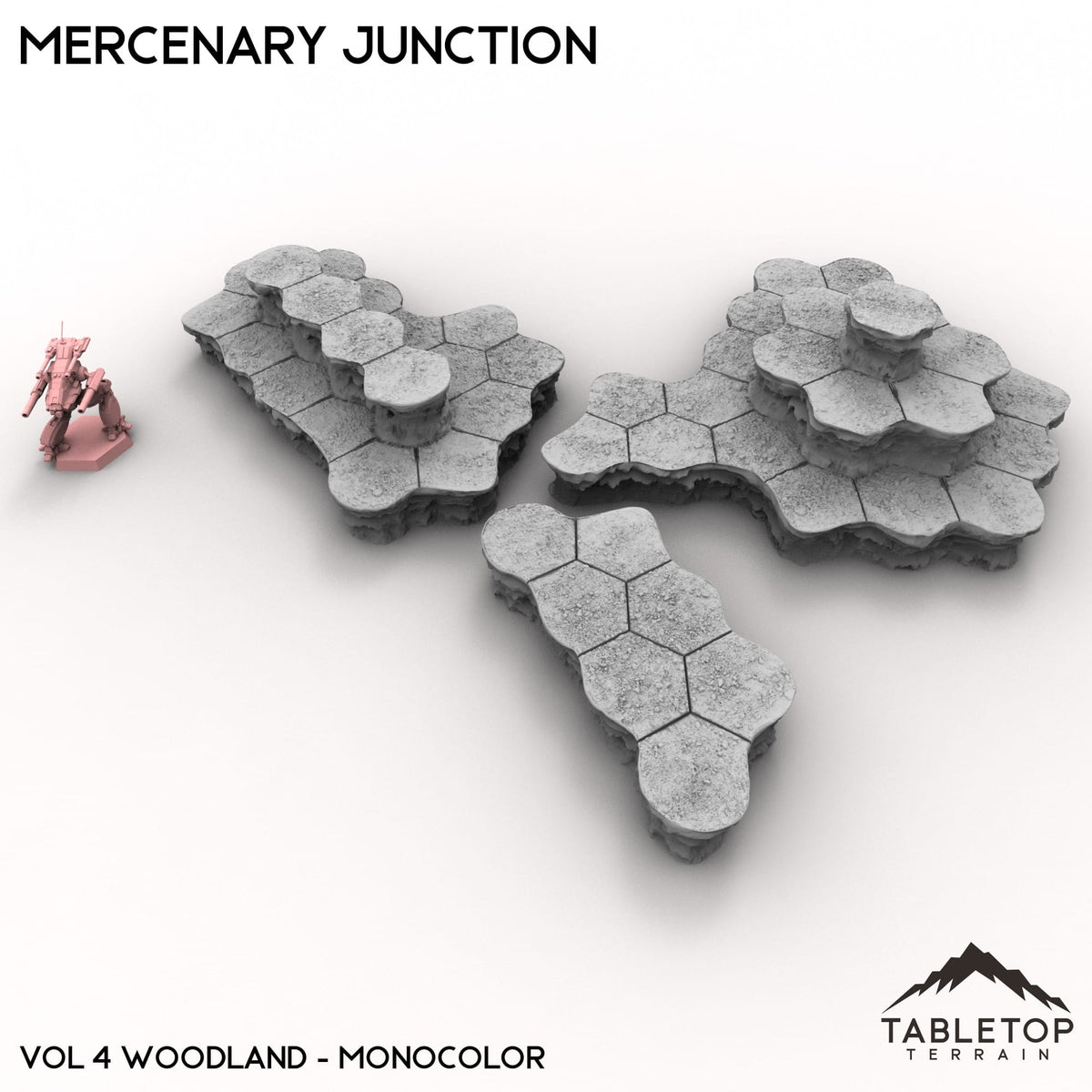 Tabletop Terrain Terrain Vol 4 (Woodland) / Monocolor (Gray) HEXTECH Mercenary Junction Map Hill Sets-6mm