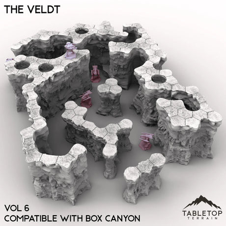 Tabletop Terrain Terrain Vol 6 (Box Canyon) HEXTECH The Veldt Map Hill Sets-6mm
