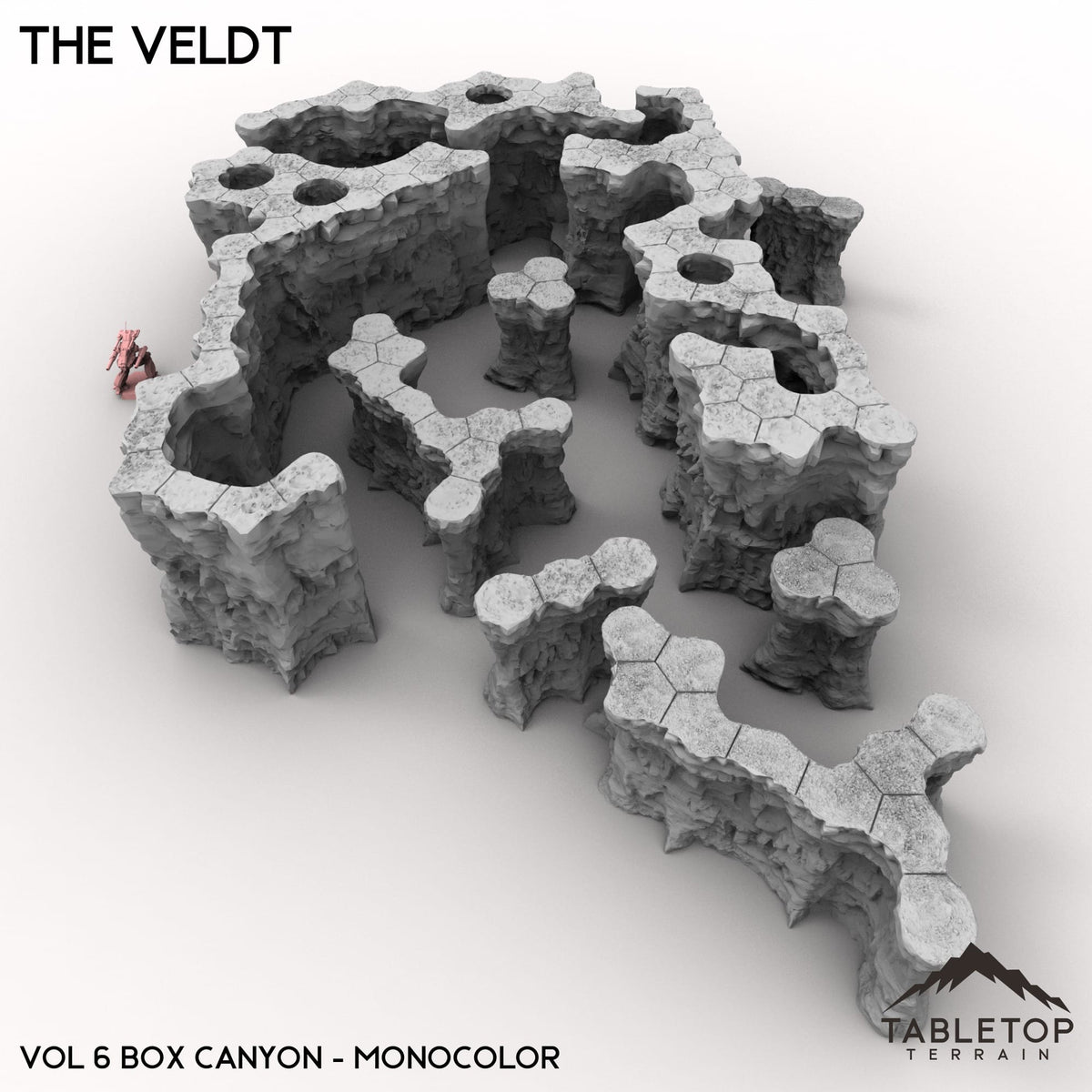 Tabletop Terrain Terrain Vol 6 (Box Canyon) / Monocolor (Grey) HEXTECH The Veldt Map Hill Sets-6mm