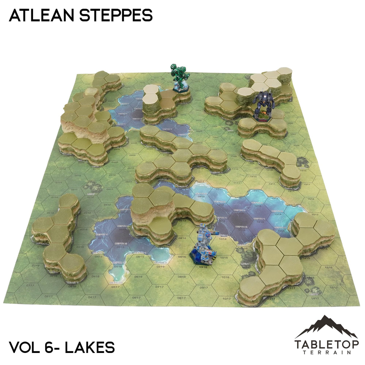 Tabletop Terrain Terrain Vol 6 (Lakes) / NextGen Color (As Shown) HEXTECH Atlean Steppes Map Hill Sets - 6mm