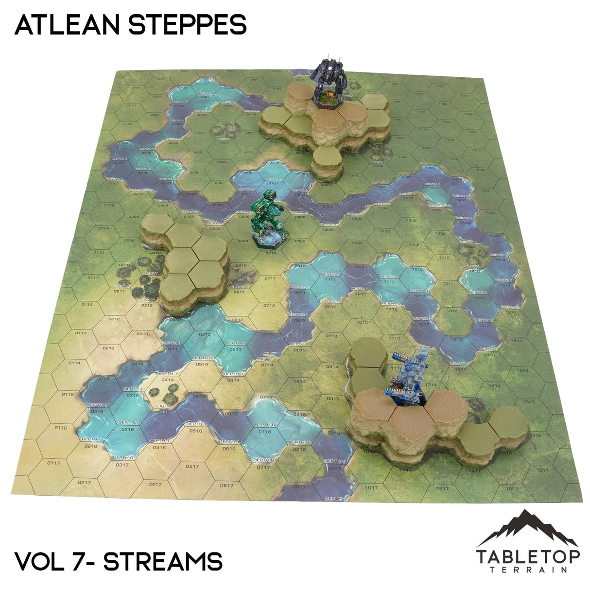 Tabletop Terrain Terrain Vol 7 (Streams) / NextGen Color (As Shown) HEXTECH Atlean Steppes Map Hill Sets - 6mm