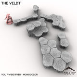 Tabletop Terrain Terrain Vol 7 (Wide River) / Monocolor (Grey) HEXTECH The Veldt Map Hill Sets-6mm