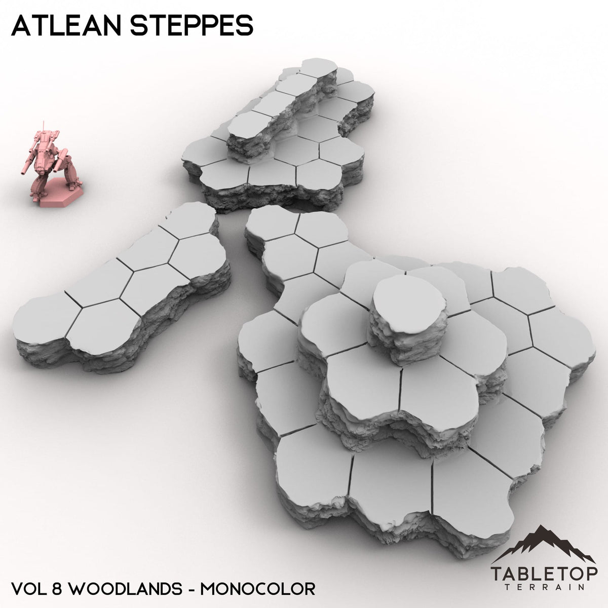 Tabletop Terrain Terrain Vol 8 (Woodlands) / Monocolor (Grey) HEXTECH Atlean Steppes Map Hill Sets - 6mm