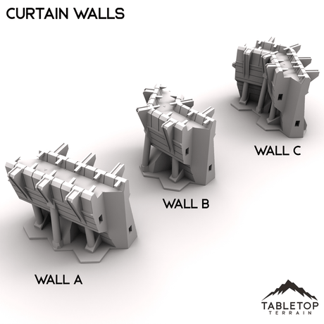 Tabletop Terrain Terrain Wall A HEXTECH Curtain Walls Trinity City  - 6mm