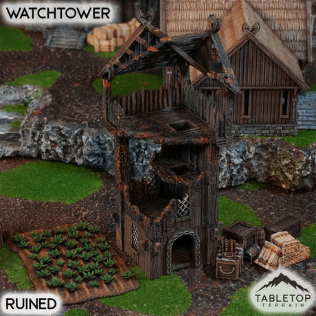 Tabletop Terrain Tower 32mm / Ruined Watchtower - Kingdom of Saxonia