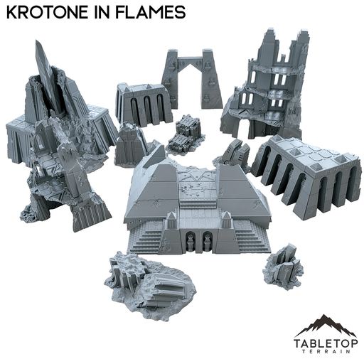 Tabletop Terrain Tower Krotone in Flames