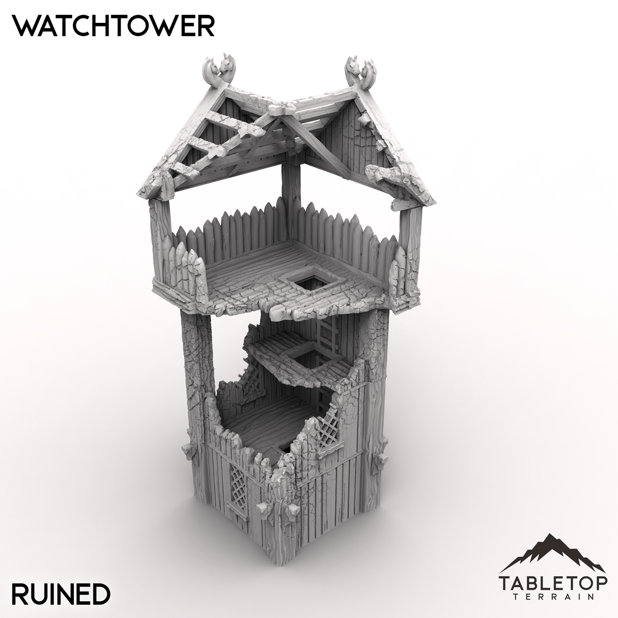 Tabletop Terrain Tower Ruined / 32mm Watchtower - Kingdom of Saxonia