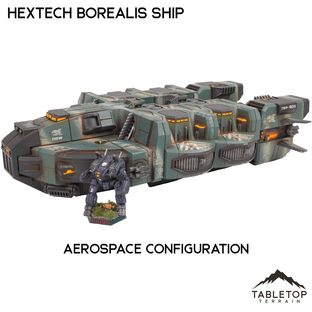 Tabletop Terrain Transport Aerospace Configuration HEXTECH Borealis Ship- 6mm