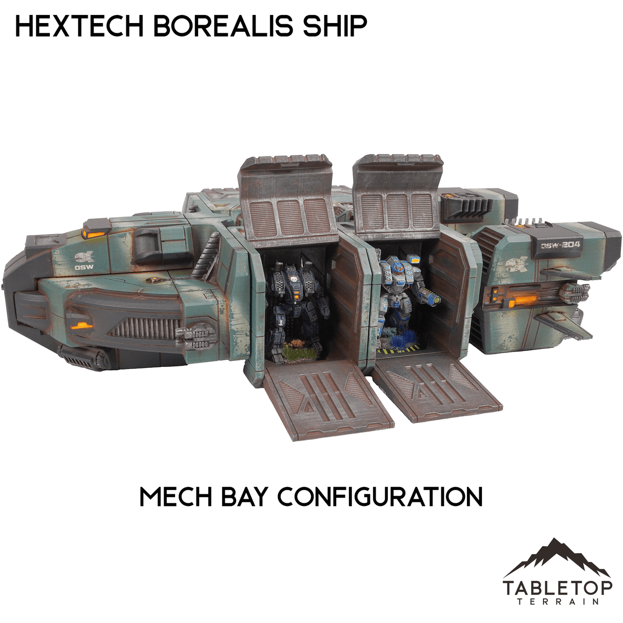 Tabletop Terrain Transport Mech Bay Configuration HEXTECH Borealis Ship- 6mm