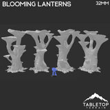 Tabletop Terrain Trees Blooming Lanterns - Fantasy Scatter Terrain / Trees