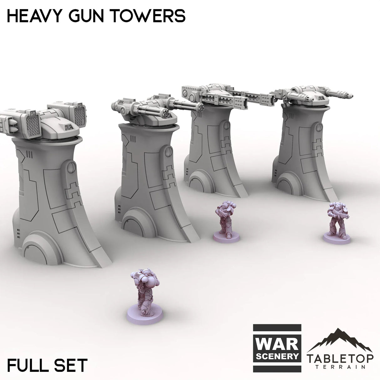Tabletop Terrain Turrets Full Set / 32mm Heavy Gun Towers