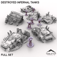 Tabletop Terrain Vehicle 32mm Destroyed Infernal Tanks