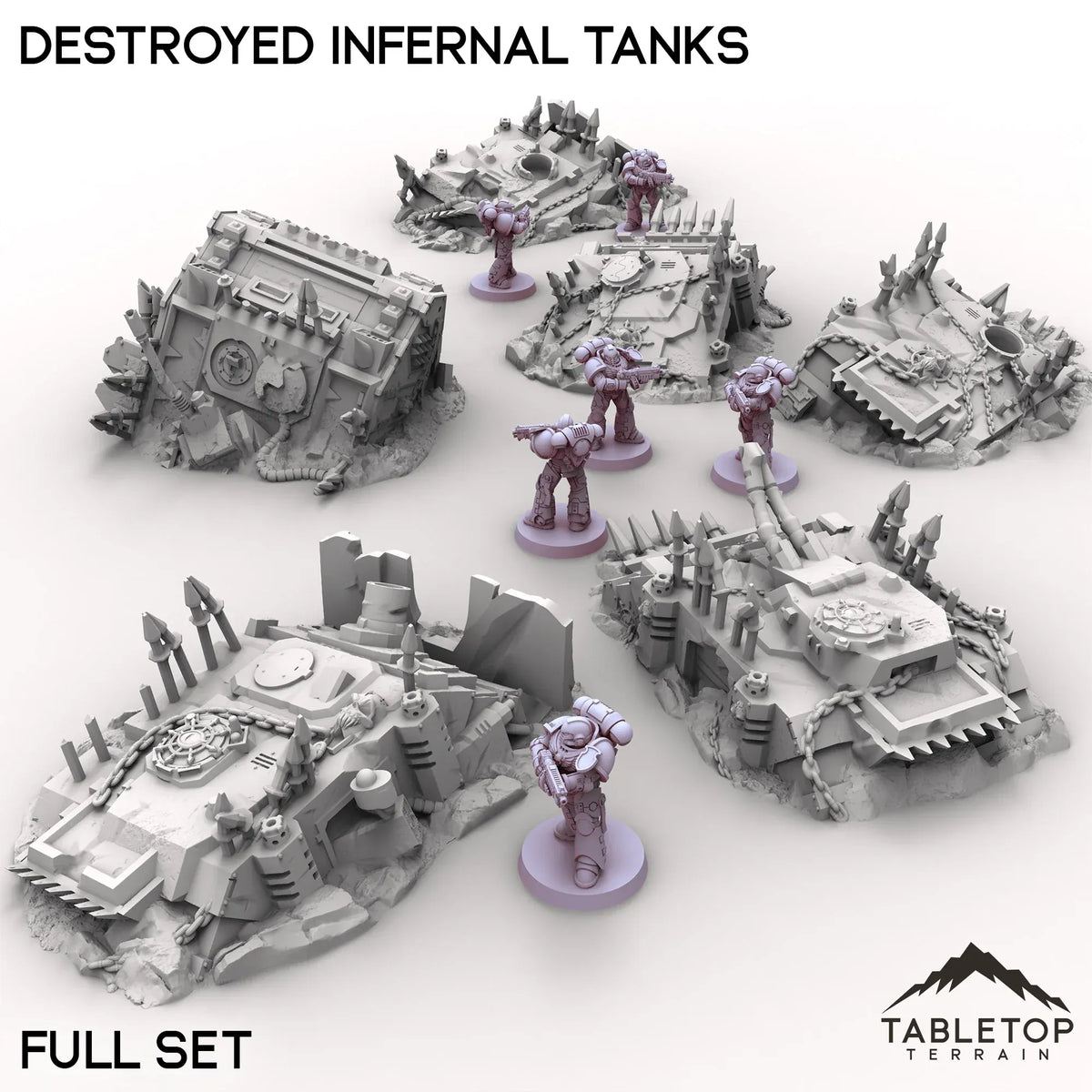 Destroyed Infernal Tanks – Tabletop Terrain