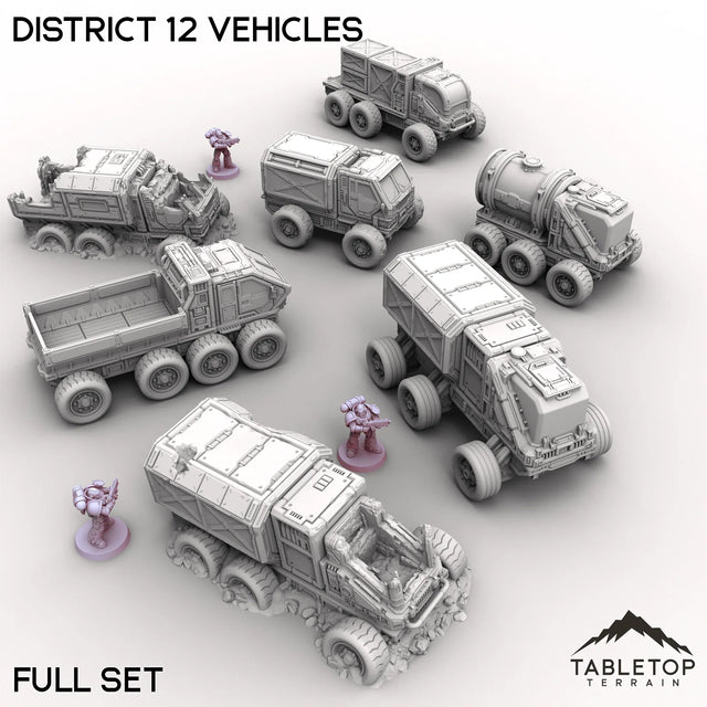 Tabletop Terrain Vehicle 32mm / Full Set District 12 Vehicles
