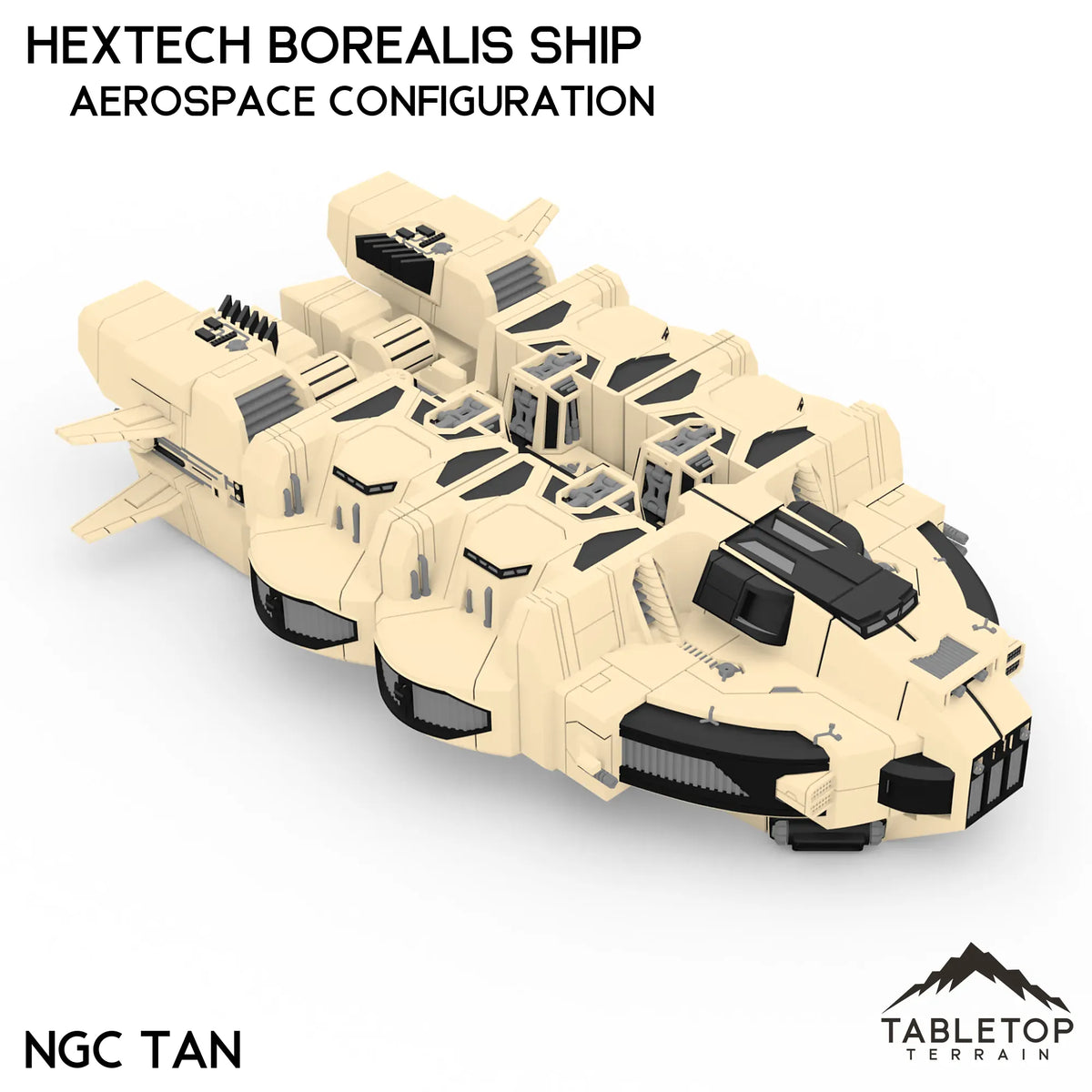 Tabletop Terrain Vehicle Aerospace Configuration / NextGen Color (Tan) HEXTECH Borealis Ship- 6mm