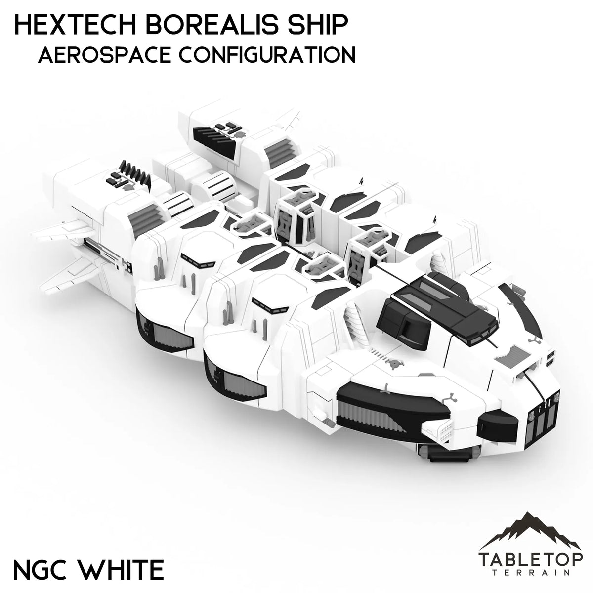 Tabletop Terrain Vehicle Aerospace Configuration / NextGen Color (White) HEXTECH Borealis Ship- 6mm