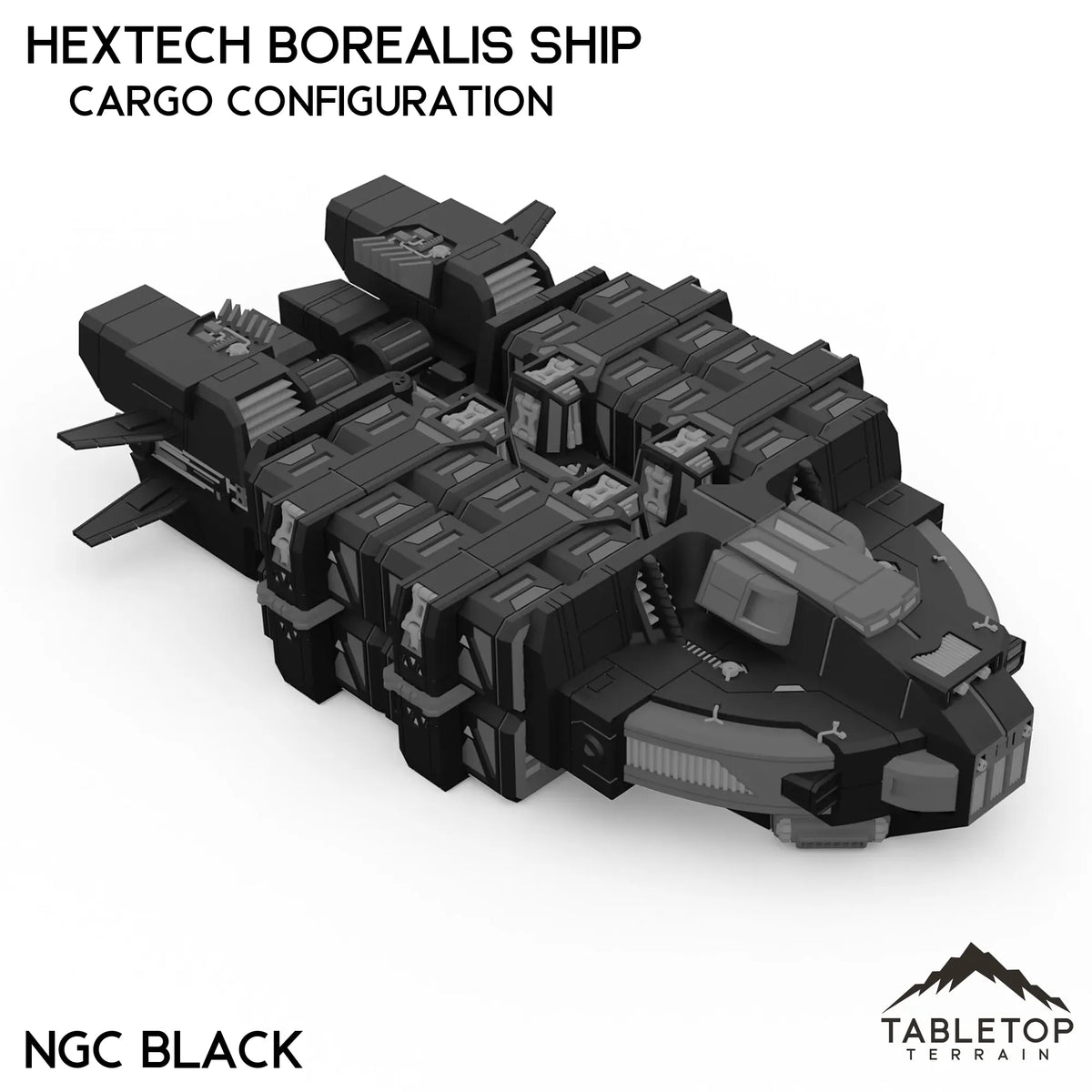 Tabletop Terrain Vehicle Cargo Configuration / NextGen Color (Black) HEXTECH Borealis Ship- 6mm
