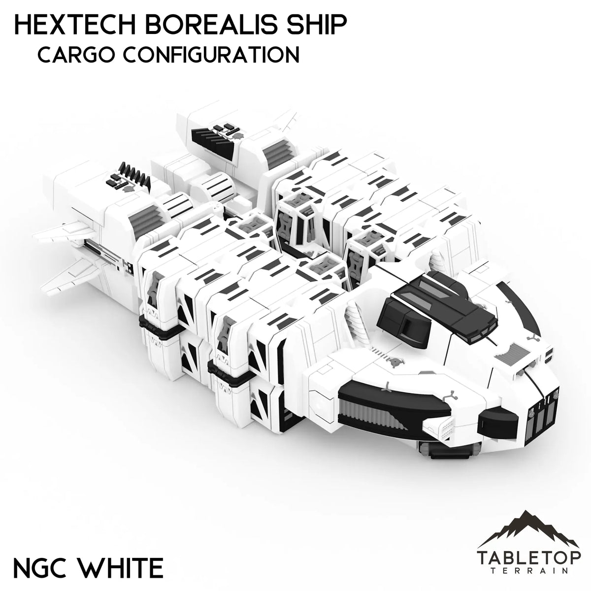 Tabletop Terrain Vehicle Cargo Configuration / NextGen Color (White) HEXTECH Borealis Ship- 6mm